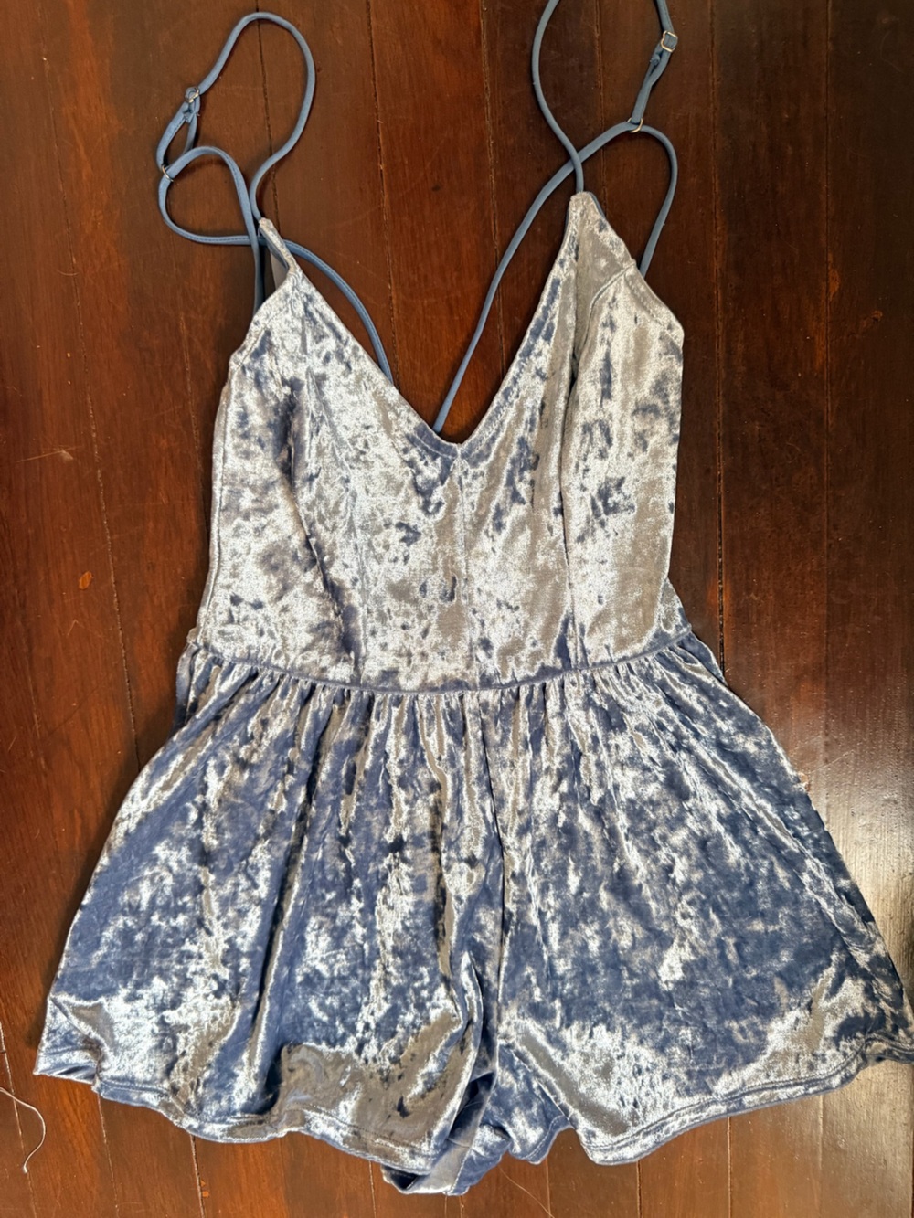 La Hearts Blue Velvet Romper